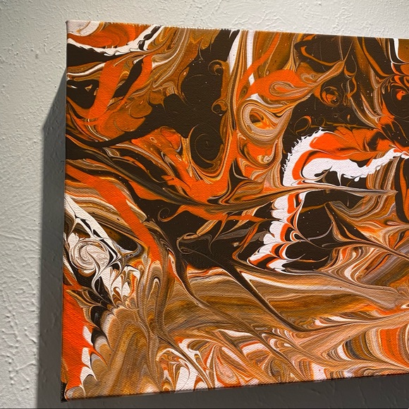 ❌SOLD Hand painted 11x14 abstract acrylic fluid pour art canvas painting brown - Picture 7 of 14